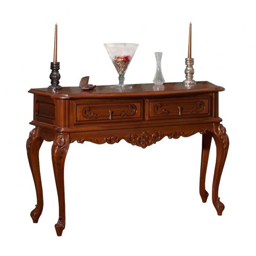 Cleopatra, Masă lemn masiv, maro/alb, consolă, 2 sertare, Cleopatra, mobilasimex.ro