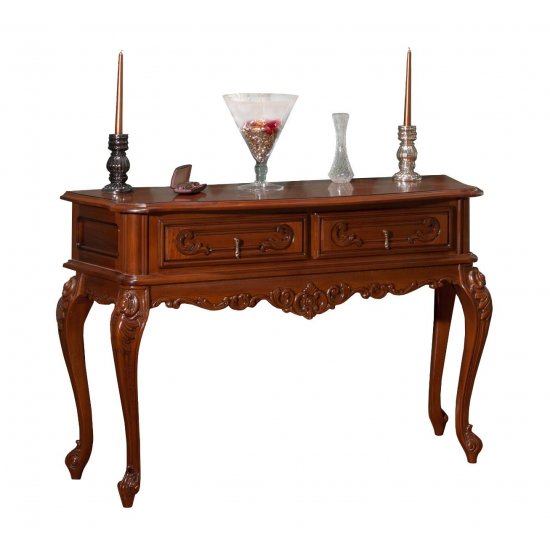 Mese din Lemn Masiv, Masă lemn masiv, maro/alb, consolă, 2 sertare, Cleopatra