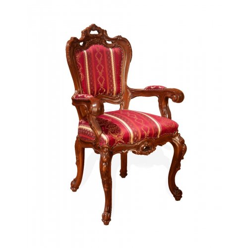 , Scaun lemn masiv, maro/alb, brațe atașate, Cleopatra Lux, mobilasimex.ro