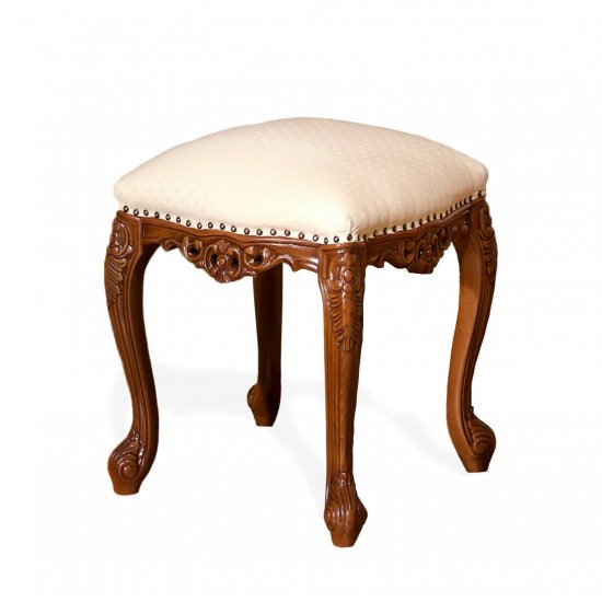 Tabureti din lemn masiv, Taburet lemn masiv, maro/alb, ornamente manuale, Cleopatra