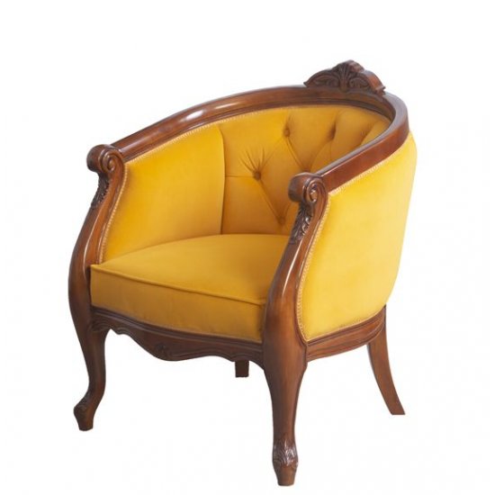 Fotolii din lemn masiv, Fotoliu lemn masiv, maro/alb, tapiserie multicoloră, Contemporan