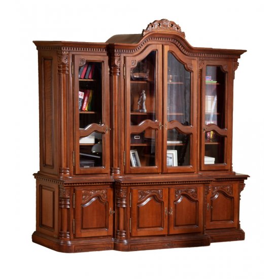 Biblioteci din lemn masiv, Bibliotecă lemn masiv, maro/alb, 4 uși, Cristina