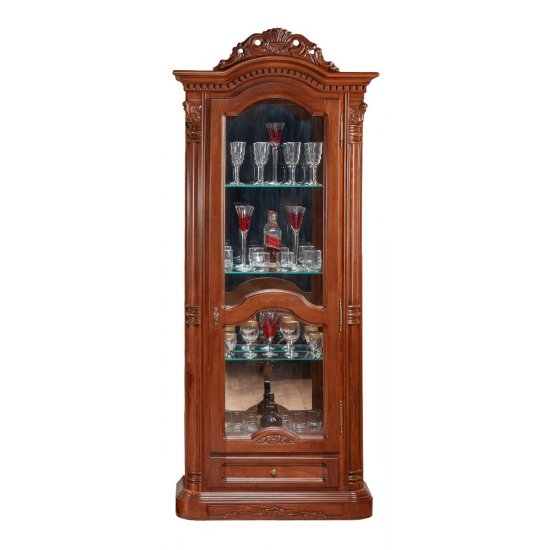 Cristaliere din Lemn Masiv, Cristalier lemn masiv, maro/alb, 1 ușă, dreapta, Cristina