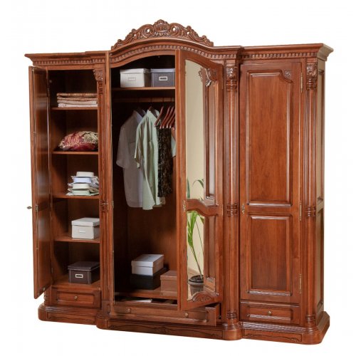 Dulapuri lemn masiv, Dulap lemn masiv, maro/alb, 4 uși, Cristina, mobilasimex.ro