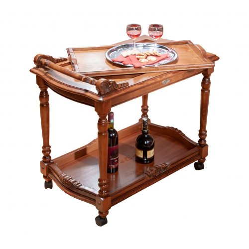 Masuta lemn masiv – Eficiență și atenție la detalii, Măsuță lemn masiv, maro/alb, de servit, Cristina, mobilasimex.ro