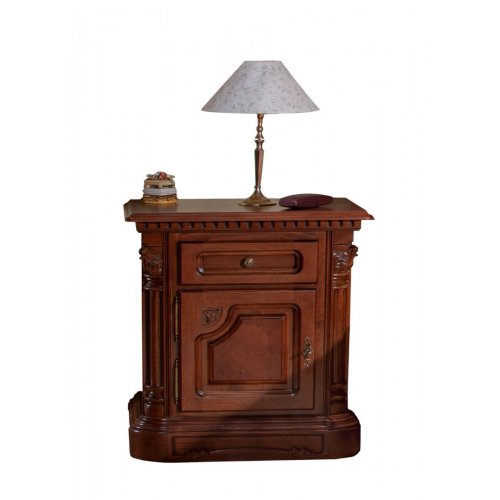 Noptiera lemn masiv – Pentru iubitorii de unicitate, Noptieră lemn masiv, maro/alb, 1 sertar, 1 ușă, stânga, Cristina, mobilasimex.ro