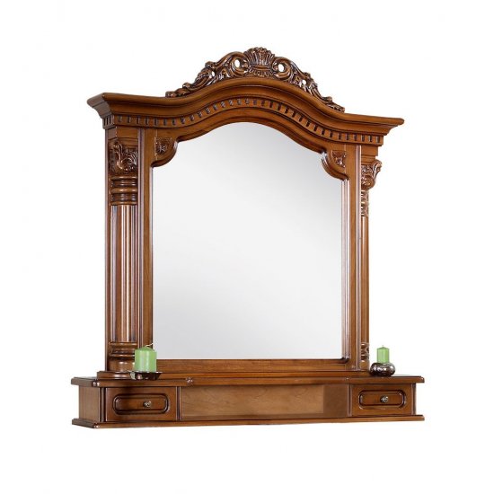 Rame Oglinzi din Lemn Masiv, Ramă Oglindă Lemn Masiv, Maro/Alb, 2 Sertare, Cristina