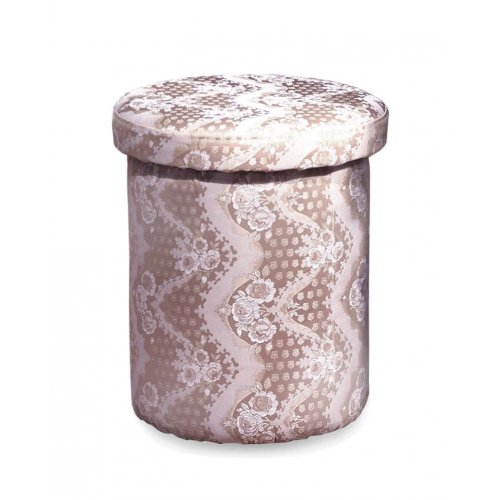 Taburet lemn masiv – Confort și funcționalitate, Taburet lemn masiv, maro/alb, tapisat, stofa ornamentală, Cristina, mobilasimex.ro