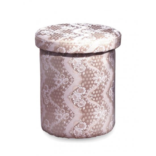 Tabureti din lemn masiv, Taburet lemn masiv, maro/alb, tapisat, stofa ornamentală, Cristina