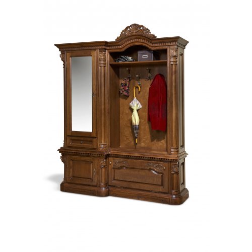 Cuier lemn masiv – Funcționalitate și eleganță, Cuier lemn masiv, maro/alb, 3 uși, 1 sertar, stânga, Cristina, mobilasimex.ro