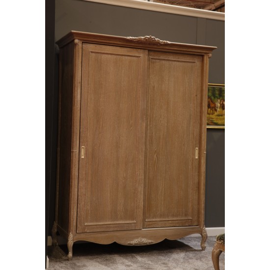 Dulap lemn masiv, maro, 2 uși glisante, inserții ornamentale, Jasmina