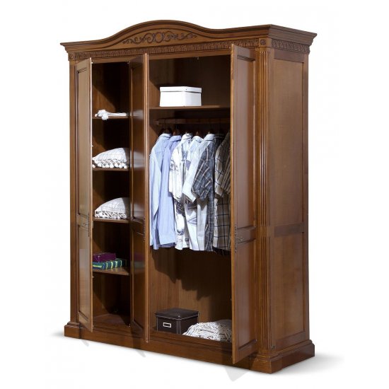 Dulapuri din lemn masiv, Dulap lemn masiv, maro/alb, 3 uși, Veneția