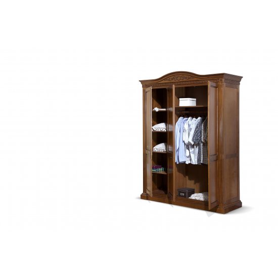 Dulapuri din lemn masiv, Dulap lemn masiv, maro/alb, 3 uși, Veneția