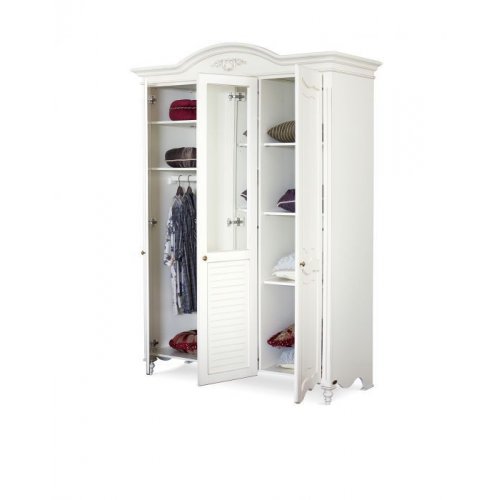 Yana, Dulap lemn masiv, alb, 3 uși, Yana, mobilasimex.ro