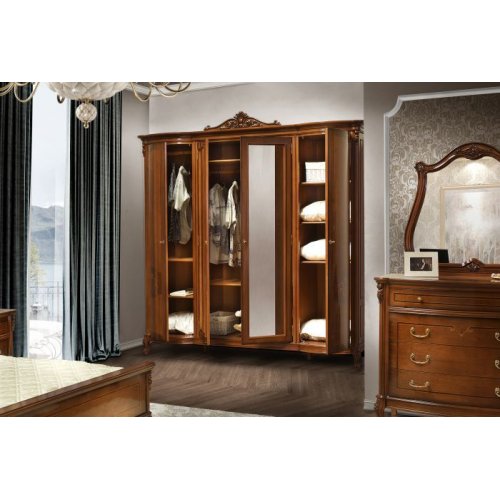 Comparare Produse, Dulap lemn masiv, maro/alb, 4 uși, oglinzi inserate, Firenze, mobilasimex.ro