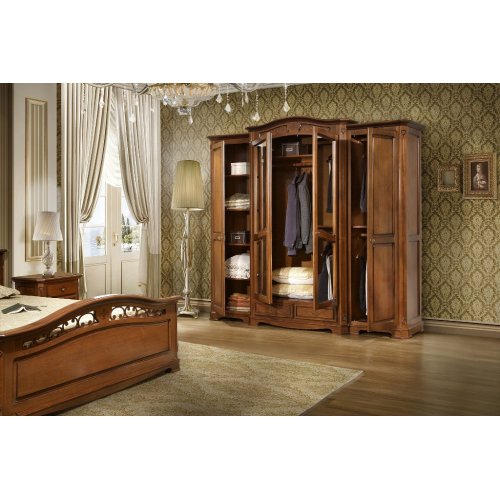 Gino, Dulap lemn masiv, maro/alb, 4 uși, elemente ornamentale, Gino, mobilasimex.ro