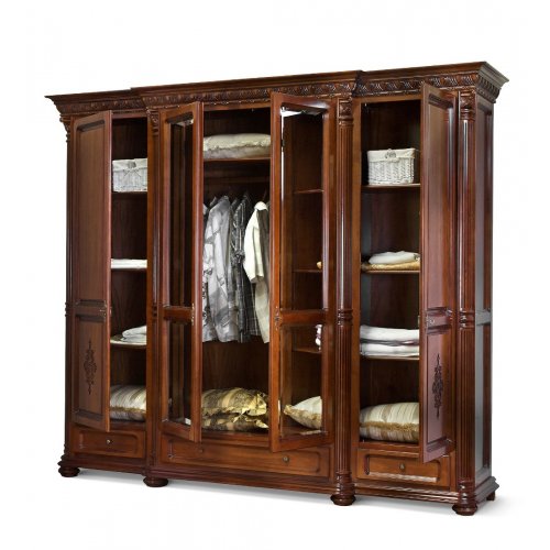 Comparare Produse, Dulap lemn masiv, maro/alb, 4 uși, oglinzi, Veneția Lux, mobilasimex.ro