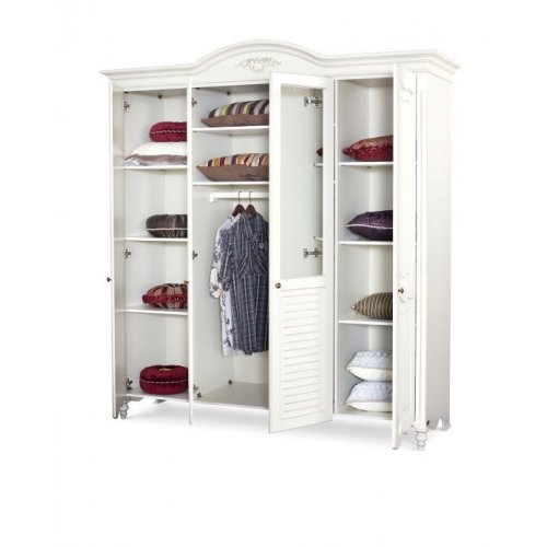 Dulapuri lemn masiv, Dulap lemn masiv, alb, 4 uși, Yana, mobilasimex.ro