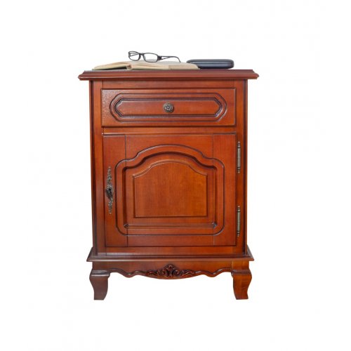 Elips, Noptieră lemn masiv, maro/alb, 1 sertar, 1 ușă, dreapta, Elips, mobilasimex.ro