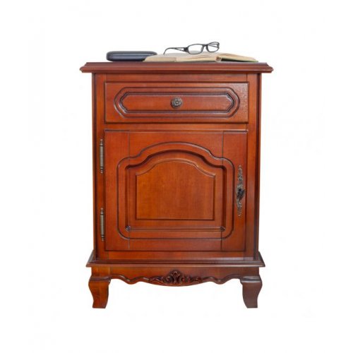 Elips, Noptieră lemn masiv, maro/alb, 1 sertar, 1 ușă, stânga, Elips, mobilasimex.ro