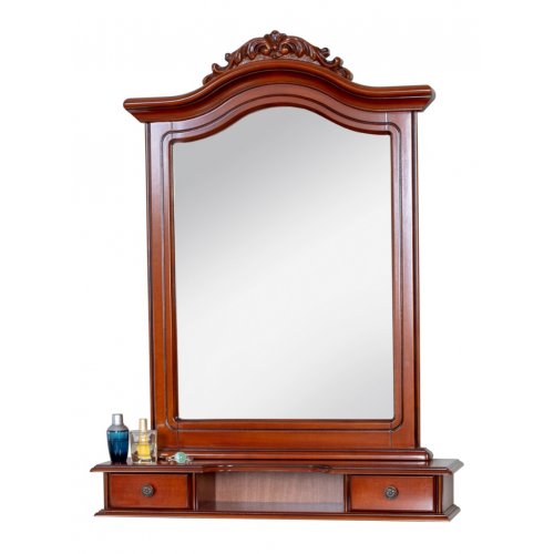 Elips, Ramă oglindă lemn masiv, maro/alb, 2 sertare, Elips, mobilasimex.ro