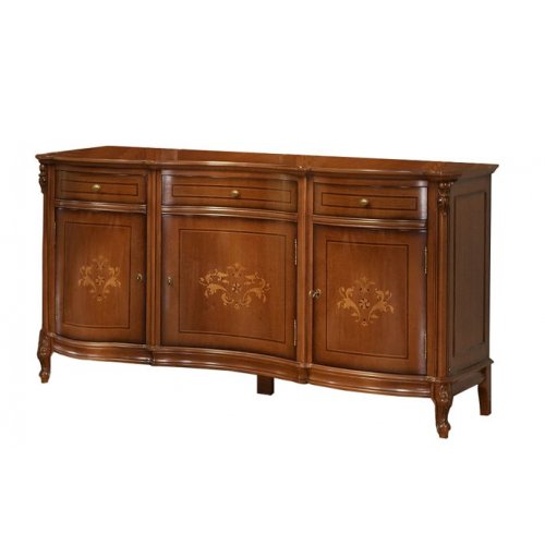 , Bufet lemn masiv, maro/alb, 3 uși, 3 sertare, Firenze, mobilasimex.ro