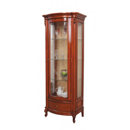 Cristalier lemn masiv –  Piesa de rezistență pentru un living elegant, Cristalier lemn masiv, maro/alb, 1 ușă, dreapta, Firenze, mobilasimex.ro