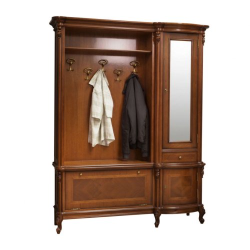 Cuier lemn masiv – Funcționalitate și eleganță, Cuier lemn masiv, maro/alb, 3 uși, 1 sertar, dreapta, Firenze, mobilasimex.ro