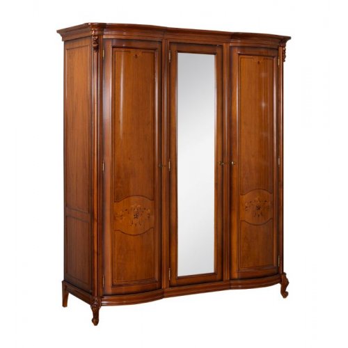 Dulapuri lemn masiv, Dulap lemn masiv, maro/alb, 3 uși, oglindă, Firenze, mobilasimex.ro