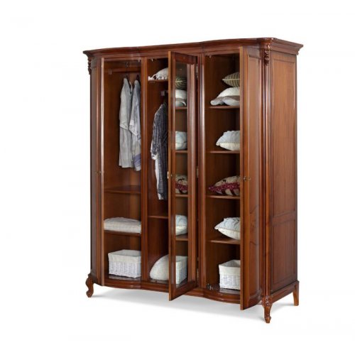 Dulapuri lemn masiv, Dulap lemn masiv, maro/alb, 3 uși, oglindă, Firenze, mobilasimex.ro