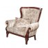 Fotoliu lemn masiv, maro/alb, tapisat, Firenze