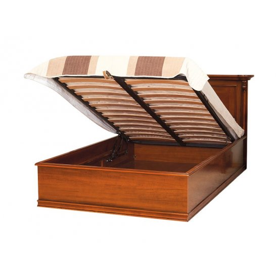 Paturi din lemn masiv, Pat lemn masiv, maro/alb, dublu, ladă lenjerie, Firenze