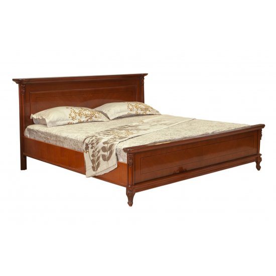 Paturi din lemn masiv, Pat lemn masiv, maro/alb, dublu, 1600, Md 2, ramă ornamentată, Firenze