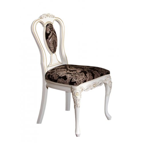 Scaun lemn masiv, Scaun lemn masiv, alb, Md.2, tapiserie multicoloră,  Flora, mobilasimex.ro