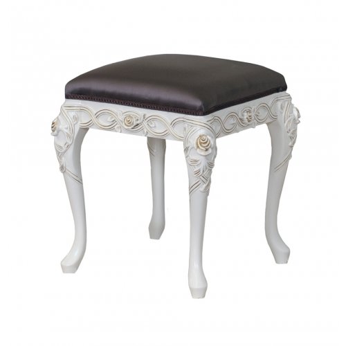 Comparare Produse, Taburet lemn masiv, maro/alb, tapiserie elegantă, Flora, mobilasimex.ro