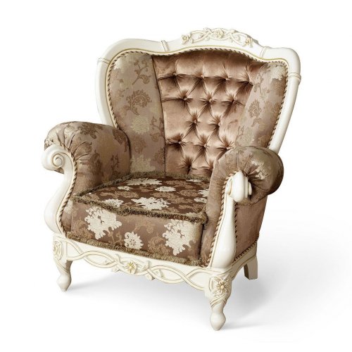 Fotolii vintage lemn masiv, Fotoliu lemn masiv, alb, tapisat, Flora, mobilasimex.ro