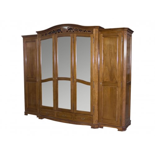 Gino, Dulap lemn masiv, maro/alb, 5 uși, Gino, mobilasimex.ro