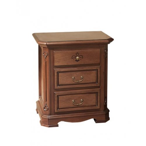 Gino, Noptieră lemn masiv, maro/alb, 3 sertare, Gino, mobilasimex.ro