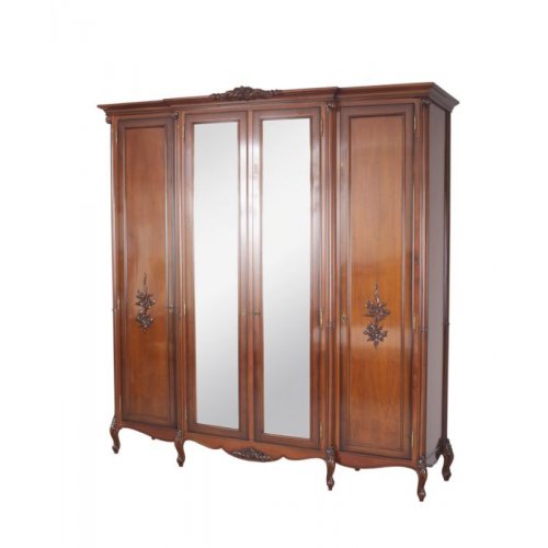 Jasmina, Dulap lemn masiv, maro/alb, 4 uși, inserții ornamentale, Jasmina, mobilasimex.ro