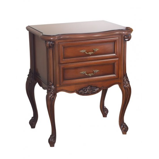 Noptiere din lemn masiv, Noptieră lemn masiv, maro/alb, 2 sertare, Jasmina