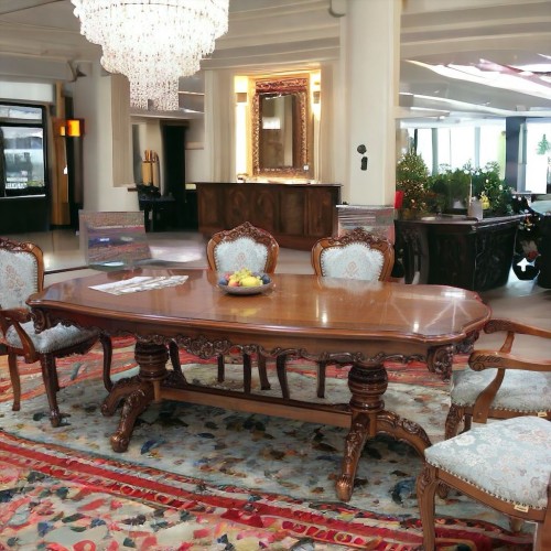 Cleopatra, Masă lemn masiv, maro/alb, extensibilă MD2, Cleopatra, mobilasimex.ro