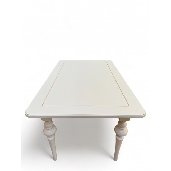 Masă lemn masiv, alb, fixă, Yana