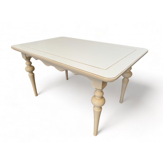 Masă lemn masiv, alb, fixă, Yana