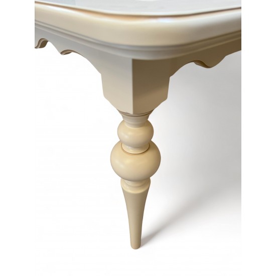 Masă lemn masiv, alb, fixă, Yana