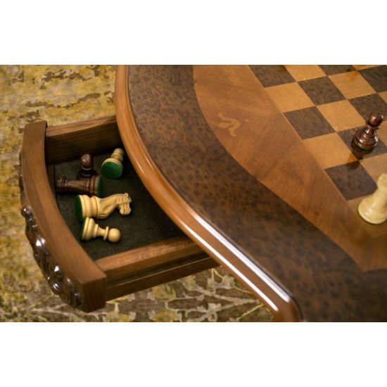Mese din Lemn Masiv, Masă lemn masiv, maro/alb, șah, Cleopatra