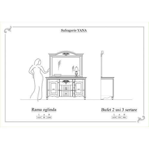 Yana, Ramă Oglindă Lemn Masiv, Alb, Yana, mobilasimex.ro
