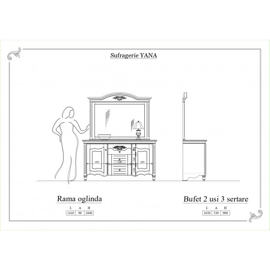 Ramă Oglindă Lemn Masiv, Alb, Yana