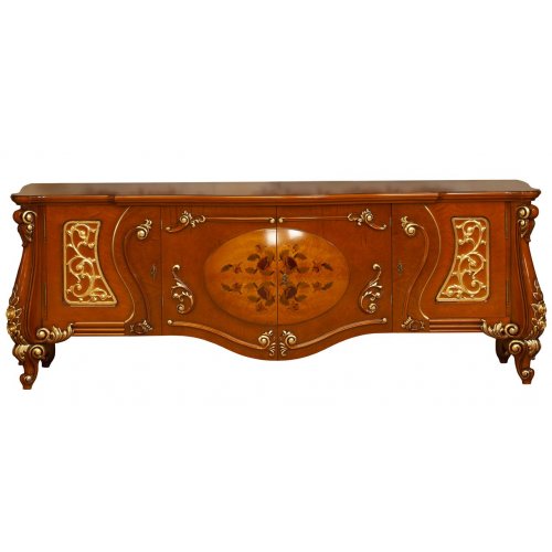 Regina, Bufet tv plasmă lemn masiv, maro/alb, 2 uși, Regina, mobilasimex.ro