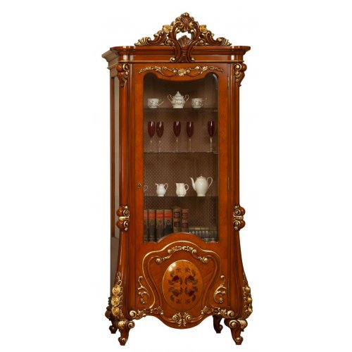 Cristalier lemn masiv –  Piesa de rezistență pentru un living elegant, Cristalier lemn masiv, maro/alb, 1 ușă, dreapta, Regina, mobilasimex.ro