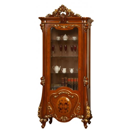 Regina, Cristalier lemn masiv, maro/alb, 1 ușă, stânga, Regina, mobilasimex.ro